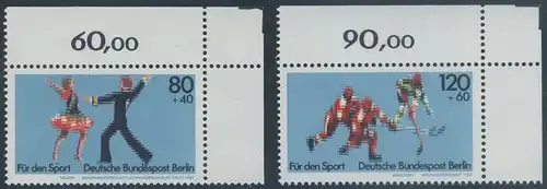 BERLIN 1983 Michel-Nummer 698-699 postfrisch SATZ(2) EINZELMARKEN ECKRÄNDER oben rechts - Sportereignisse 1983
