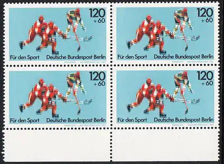 BERLIN 1983 Michel-Nummer 699 postfrisch BLOCK RÄNDER unten - Sportereignisse 1983: Eishockey-Weltmeisterschaft, Düsseldorf, Dortmund, München