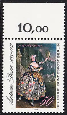 BERLIN 1983 Michel-Nummer 700 postfrisch EINZELMARKE RAND oben (a) - Antoine Pesne, Maler