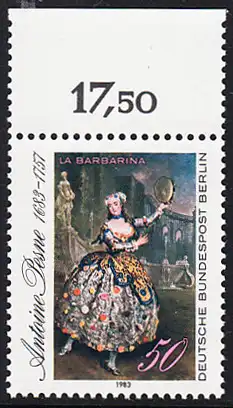 BERLIN 1983 Michel-Nummer 700 postfrisch EINZELMARKE RAND oben (b) - Antoine Pesne, Maler