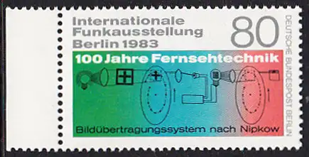 BERLIN 1983 Michel-Nummer 702 postfrisch EINZELMARKE RAND links - Internationale Funkausstellung (IFA), Berlin