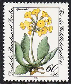 BERLIN 1983 Michel-Nummer 704 postfrisch EINZELMARKE - Gefährdete Alpenblumen: Alpenaurikel