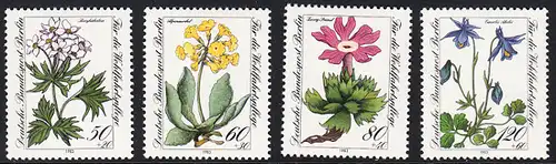 BERLIN 1983 Michel-Nummer 703-706 postfrisch SATZ(4) EINZELMARKEN - Gefährdete Alpenblumen