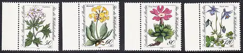 BERLIN 1983 Michel-Nummer 703-706 postfrisch SATZ(4) EINZELMARKEN RÄNDER links - Gefährdete Alpenblumen