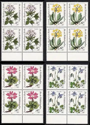 BERLIN 1983 Michel-Nummer 703-706 postfrisch SATZ(4) BLÖCKE RÄNDER unten - Gefährdete Alpenblumen