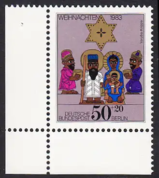 BERLIN 1983 Michel-Nummer 707 postfrisch EINZELMARKE ECKRAND unten links - Weihnachten
