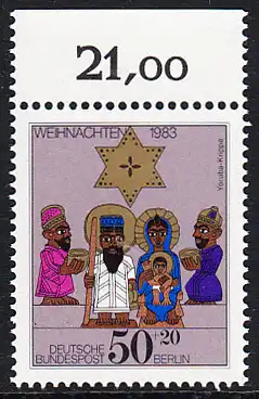 BERLIN 1983 Michel-Nummer 707 postfrisch EINZELMARKE RAND oben (b) - Weihnachten