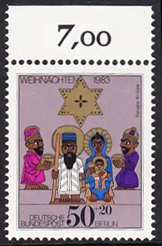 BERLIN 1983 Michel-Nummer 707 postfrisch EINZELMARKE RAND oben (a) - Weihnachten