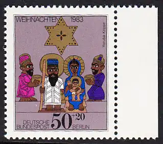 BERLIN 1983 Michel-Nummer 707 postfrisch EINZELMARKE RAND rechts - Weihnachten