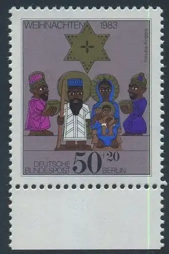 BERLIN 1983 Michel-Nummer 707 postfrisch EINZELMARKE RAND unten - Weihnachten