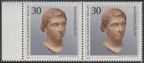 BERLIN 1984 Michel-Nummer 708 postfrisch horiz.PAAR RAND links - Kunstschätze in Berliner Museen: Königin Kleopatra VII. (Antikenmuseum)