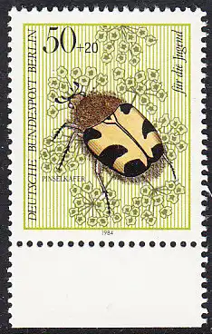BERLIN 1984 Michel-Nummer 712 postfrisch EINZELMARKE RAND unten - Bestäuberinsekten: Pinselkäfer