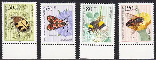 BERLIN 1984 Michel-Nummer 712-715 postfrisch SATZ(4) EINZELMARKEN RÄNDER unten - Bestäuberinsekten