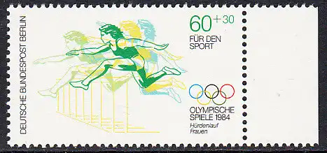 BERLIN 1984 Michel-Nummer 716 postfrisch EINZELMARKE RAND rechts - Olympische Sommerspiele, Los Angeles: Hürdenlauf, Frauen