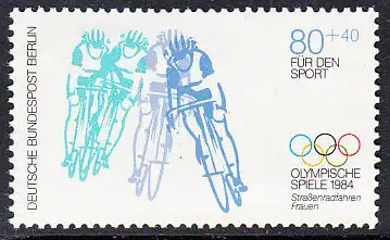 BERLIN 1984 Michel-Nummer 717 postfrisch EINZELMARKE - Olympische Sommerspiele, Los Angeles: Strassenradfahren, Frauen