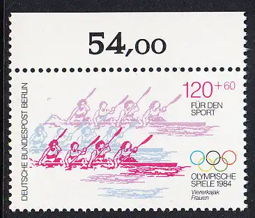 BERLIN 1984 Michel-Nummer 718 postfrisch EINZELMARKE - Olympische Sommerspiele, Los Angeles: Viererkajak, Frauen