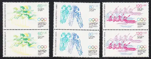 BERLIN 1984 Michel-Nummer 716-718 postfrisch SATZ(3) vert.PAARE - Olympische Sommerspiele, Los Angeles