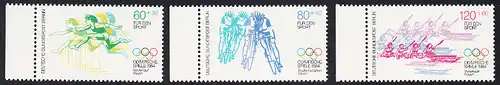 BERLIN 1984 Michel-Nummer 716-718 postfrisch SATZ(3) EINZELMARKEN RÄNDER links - Olympische Sommerspiele, Los Angeles