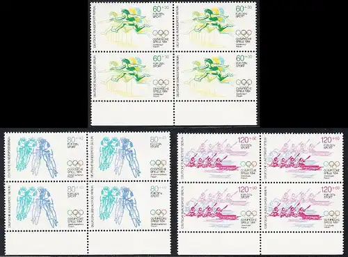 BERLIN 1984 Michel-Nummer 716-718 postfrisch SATZ(3) BLÖCKE RÄNDER unten - Olympische Sommerspiele, Los Angeles