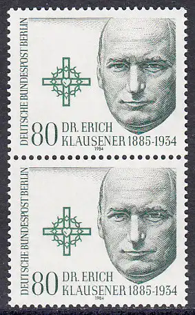 BERLIN 1984 Michel-Nummer 719 postfrisch vert.PAAR - Dr. Erich Klausener, kath. Kirchenpolitiker