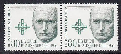 BERLIN 1984 Michel-Nummer 719 postfrisch horiz.PAAR - Dr. Erich Klausener, kath. Kirchenpolitiker