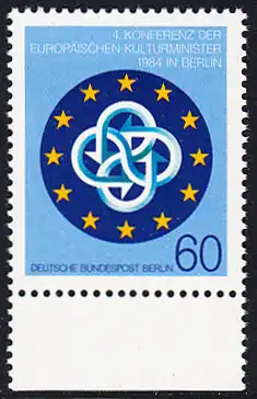 BERLIN 1984 Michel-Nummer 721 postfrisch EINZELMARKE RAND unten - Konferenz der Europäischen Kulturminister, Berlin