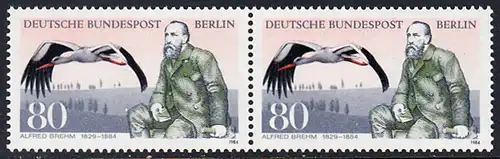 BERLIN 1984 Michel-Nummer 722 postfrisch horiz.PAAR - Alfred Edmund Brehm, Zoologe