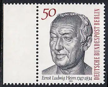 BERLIN 1984 Michel-Nummer 723 postfrisch EINZELMARKE RAND links - Dr. Ernst Ludwig Heim, Arzt