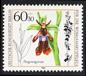 BERLIN 1984 Michel-Nummer 725 postfrisch EINZELMARKE - Orchideen: Fliegenragwurz