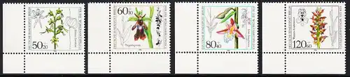BERLIN 1984 Michel-Nummer 724-727 postfrisch SATZ(4) EINZELMARKEN ECKRÄNDER unten links - Orchideen
