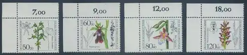 BERLIN 1984 Michel-Nummer 724-727 postfrisch SATZ(4) EINZELMARKEN ECKRÄNDER oben links - Orchideen