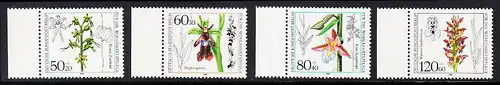 BERLIN 1984 Michel-Nummer 724-727 postfrisch SATZ(4) EINZELMARKEN RÄNDER links - Orchideen