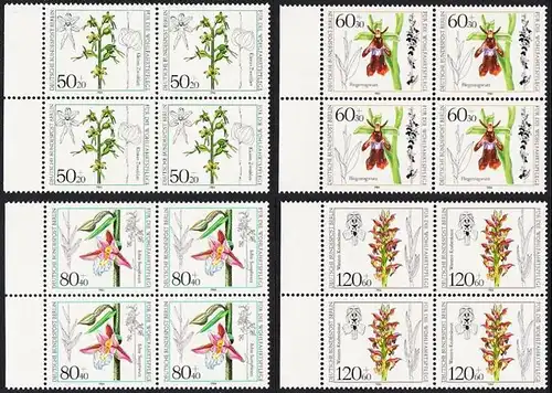 BERLIN 1984 Michel-Nummer 724-727 postfrisch SATZ(4) BLÖCKE RÄNDER links - Orchideen