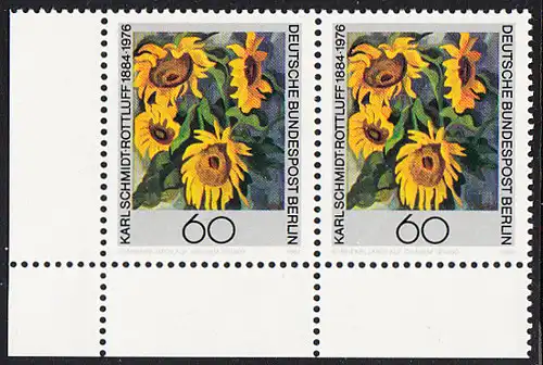 BERLIN 1984 Michel-Nummer 728 postfrisch horiz.PAAR ECKRAND unten links - Karl Schmidt-Rottluff, Maler und Grafiker