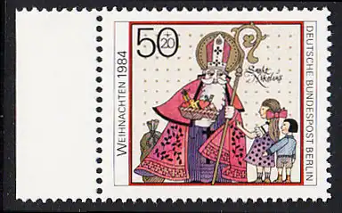 BERLIN 1984 Michel-Nummer 729 postfrisch EINZELMARKE RAND links - Weihnachten