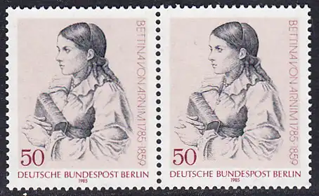 BERLIN 1985 Michel-Nummer 730 postfrisch horiz.PAAR - Bettina von Arnim, Schriftstellerin