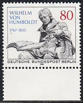 BERLIN 1985 Michel-Nummer 731 postfrisch EINZELMARKE RAND unten - Wilhelm Freiherr von Humboldt
