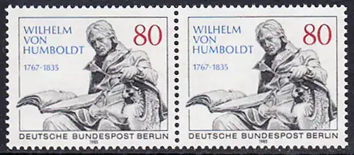 BERLIN 1985 Michel-Nummer 731 postfrisch horiz.PAAR - Wilhelm Freiherr von Humboldt