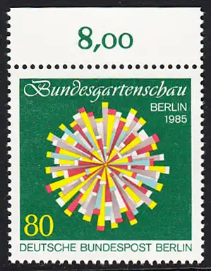 BERLIN 1985 Michel-Nummer 734 postfrisch EINZELMARKE RAND oben - Bundesgartenschau, Berlin