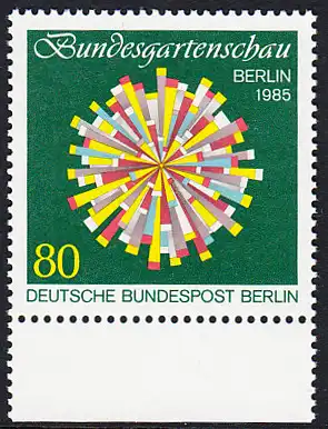 BERLIN 1985 Michel-Nummer 734 postfrisch EINZELMARKE RAND unten - Bundesgartenschau, Berlin