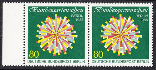 BERLIN 1985 Michel-Nummer 734 postfrisch horiz.PAAR RAND links - Bundesgartenschau, Berlin