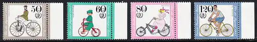 BERLIN 1985 Michel-Nummer 735-738 postfrisch SATZ(4) EINZELMARKEN RÄNDER rechts - Historische Fahrräder