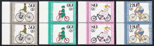 BERLIN 1985 Michel-Nummer 735-738 postfrisch SATZ(4) vert.PAARE RÄNDER links - Historische Fahrräder