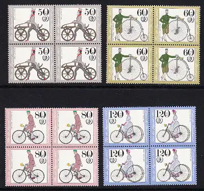 BERLIN 1985 Michel-Nummer 735-738 postfrisch SATZ(4) BLÖCKE - Historische Fahrräder