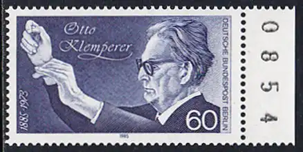 BERLIN 1985 Michel-Nummer 739 postfrisch EINZELMARKE RAND rechts (b) - Otto Klemperer, Dirigent