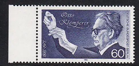 BERLIN 1985 Michel-Nummer 739 postfrisch EINZELMARKE RAND links - Otto Klemperer, Dirigent