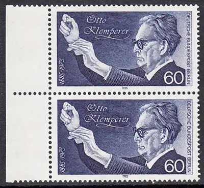 BERLIN 1985 Michel-Nummer 739 postfrisch vert.PAAR RÄNDER links - Otto Klemperer, Dirigent