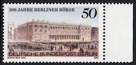 BERLIN 1985 Michel-Nummer 740 postfrisch EINZELMARKE RAND rechts - Berliner Börse