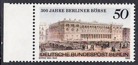 BERLIN 1985 Michel-Nummer 740 postfrisch EINZELMARKE RAND links - Berliner Börse