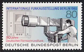BERLIN 1985 Michel-Nummer 741 postfrisch EINZELMARKE - Internationale Funkausstellung (IFA), Berlin / 50 Jahre Deutscher Fernsehrundfunk